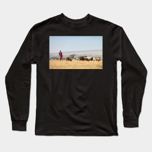 Maasai (or Masai) Herder with Cattle, Tanzania Long Sleeve T-Shirt